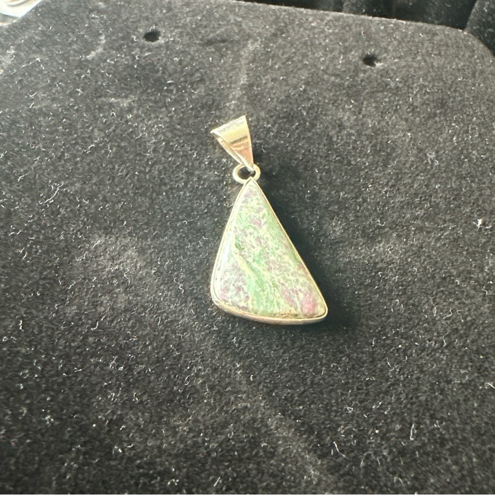 Triangle Ruby In Fuchsite 925 Sterling Silver Pendant Handmade